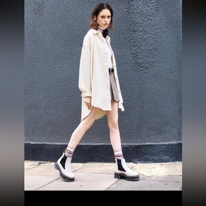 Dr. Martens Women's Audrick Nappa Quad Platform Chelsea Grey Nappa Leather US 10